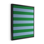 Bold Stripes in Green and Light Blue Framed Canvas Print Gallery Image 2