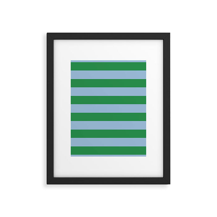 Bold Stripes in Green and Light Blue Framed Art Print Gallery Image 1