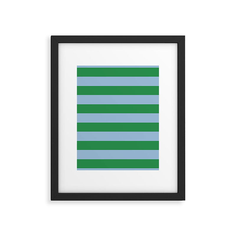 Bold Stripes in Green and Light Blue Framed Art Print Gallery Image 6