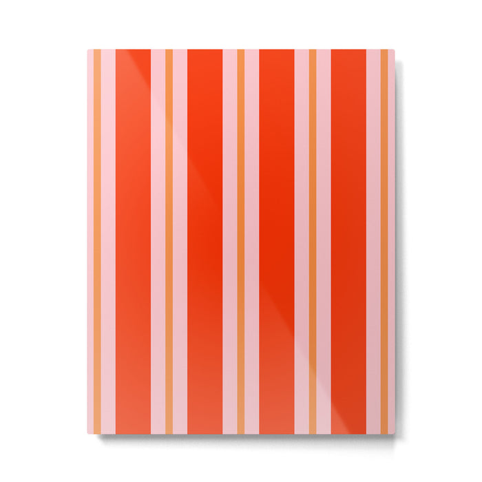 Bold Stripes Orange Orange Pink Metal Print Gallery Image 1