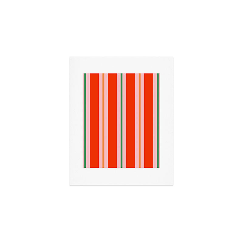 Bold Stripes Orange Pink Green Art Print Gallery Image 1