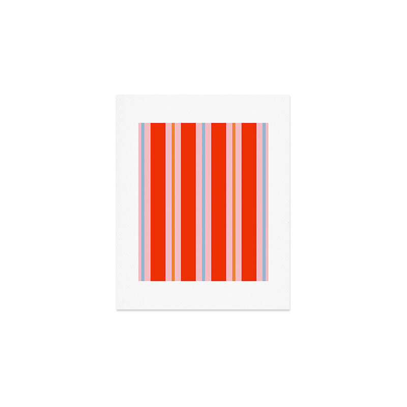 Bold Stripes Orange Pink Light Blue Art Print Gallery Image 1