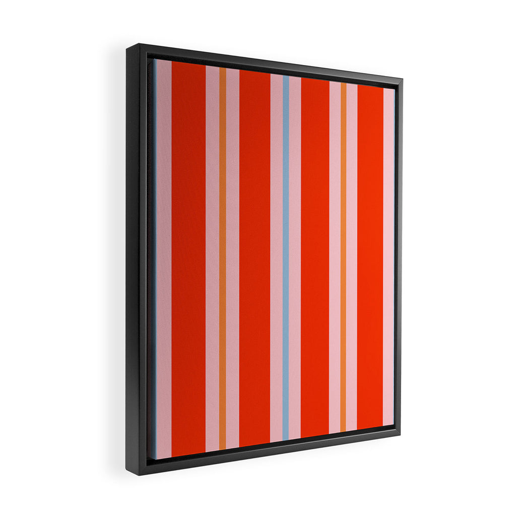 Bold Stripes Orange Pink Light Blue Framed Canvas Print Gallery Image 2