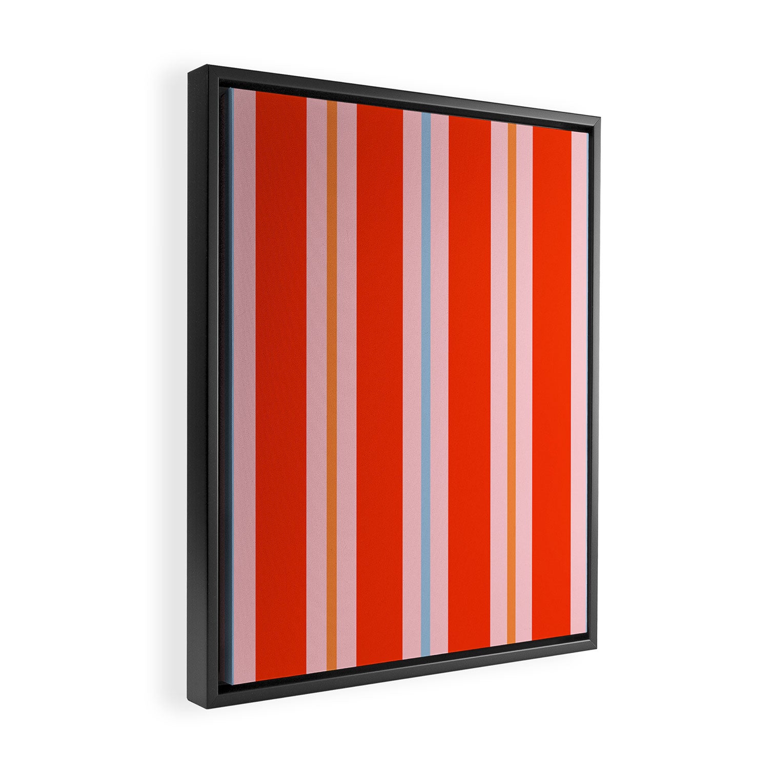Bold Stripes Orange Pink Light Blue Framed Canvas Print Gallery Image 2