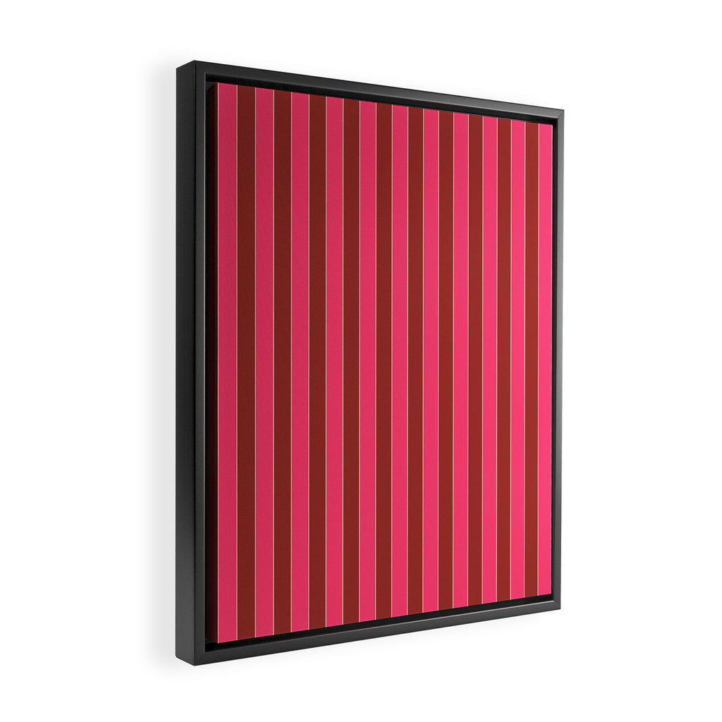 Bold Stripes Vertical Colorful Eclectic Lined Pink and Russet Pattern Framed Canvas Print Gallery Image 2