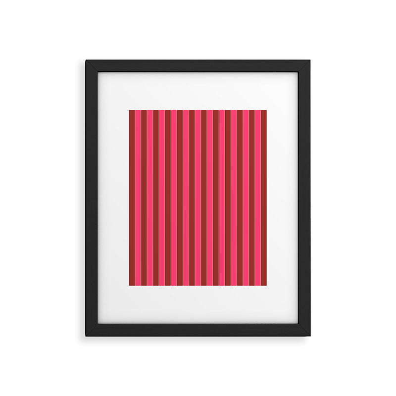 Bold Stripes Vertical Colorful Eclectic Lined Pink and Russet Pattern Framed Art Print Gallery Image 5