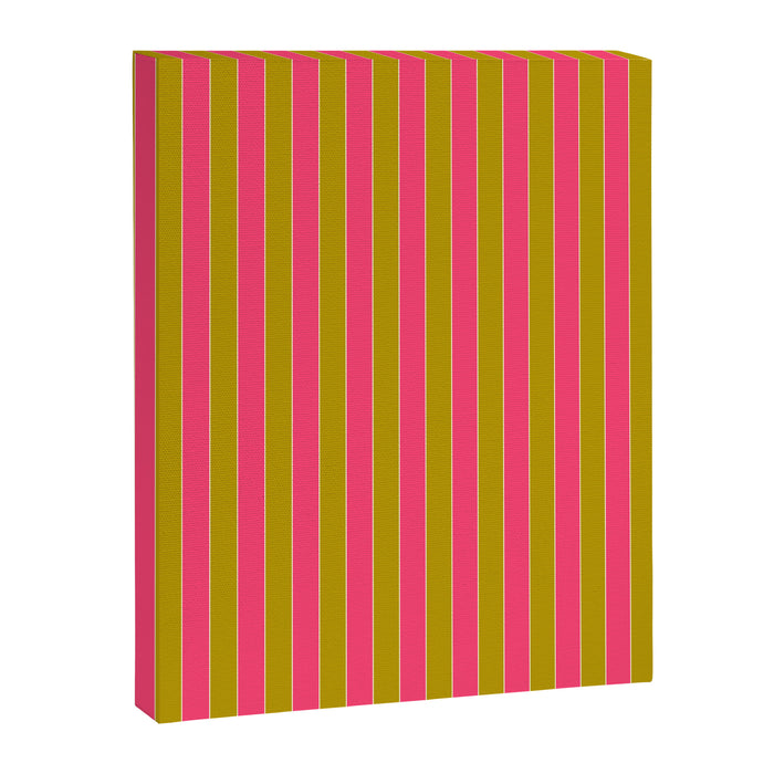 Bold Stripes Vertical Colorful Eclectic Pink and Chartreuse Pattern Canvas Print Gallery Image 1
