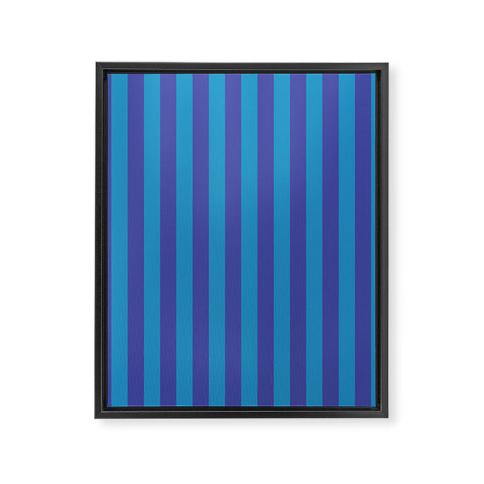 Bold Vertical Stripes in Double Blue Framed Canvas Print Gallery Image 1