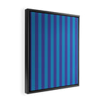 Bold Vertical Stripes in Double Blue Framed Canvas Print Gallery Image 2