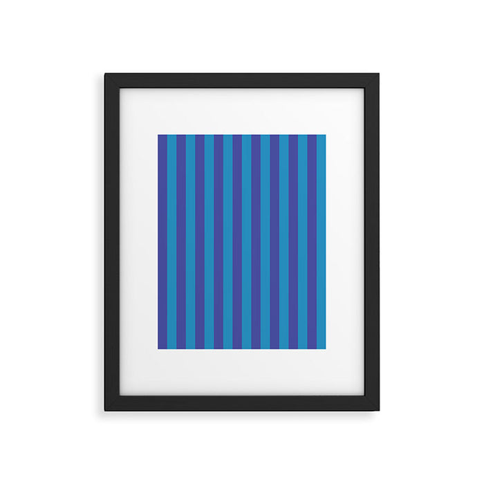 Bold Vertical Stripes in Double Blue Framed Art Print Gallery Image 1