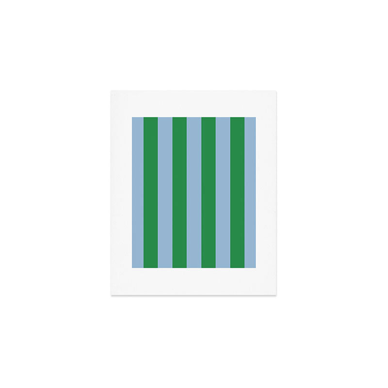 Bold Vertical Stripes in Green and Light Blue Art Print Gallery Image 1