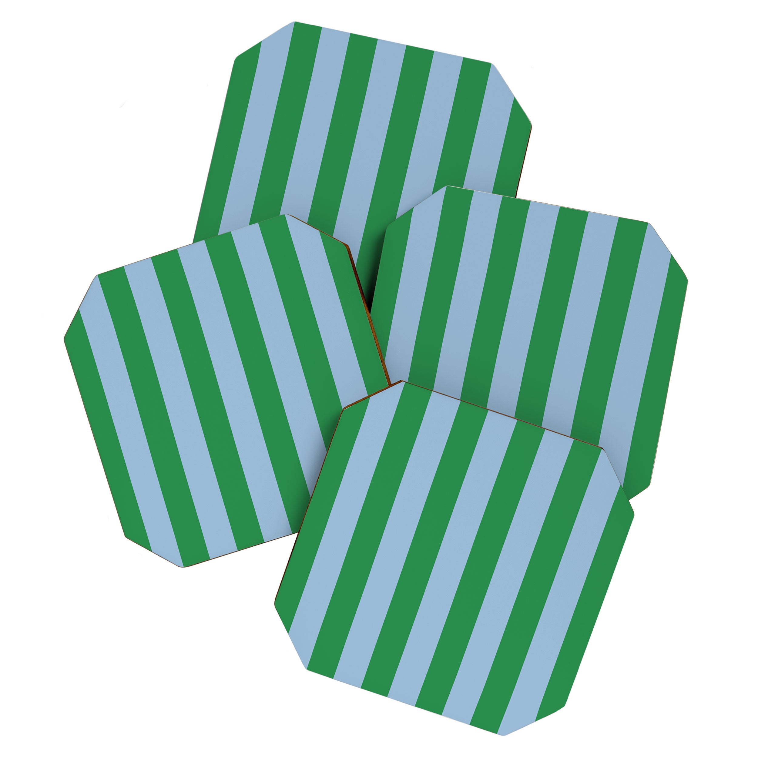 Bold Vertical Stripes in Green and Light Blue Coaster Gallery Image 1