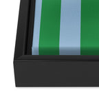Bold Vertical Stripes in Green and Light Blue Framed Canvas Print Gallery Image 3