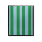 Bold Vertical Stripes in Green and Light Blue Framed Canvas Print Gallery Image 8