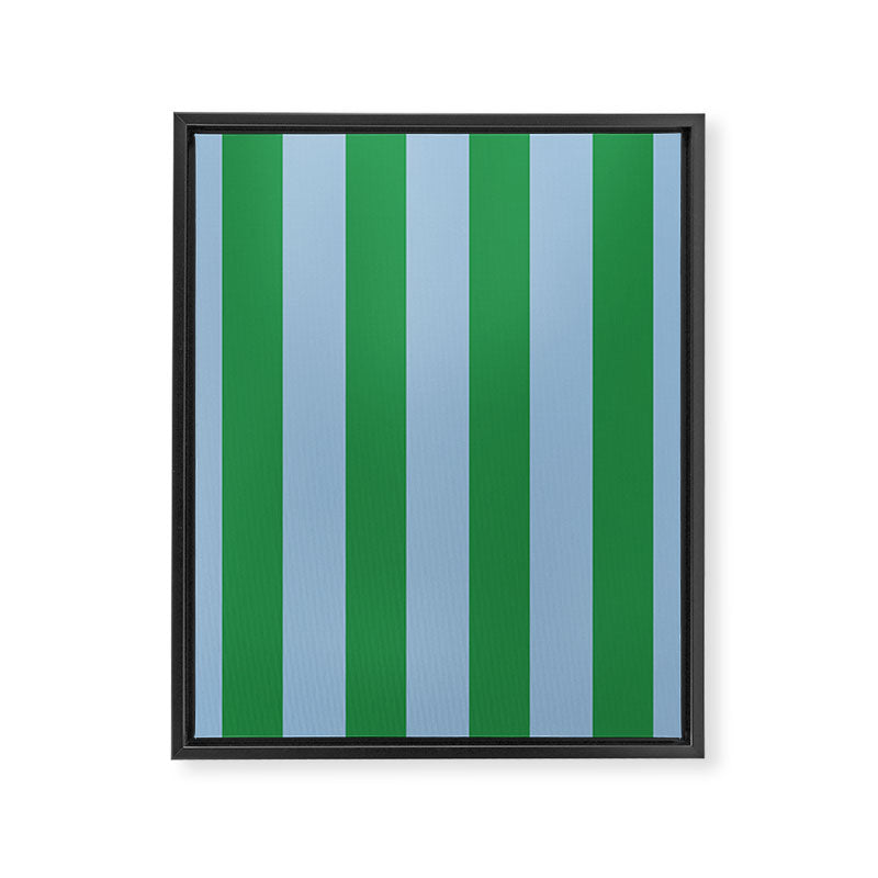 Bold Vertical Stripes in Green and Light Blue Framed Canvas Print Gallery Image 8