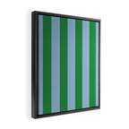 Bold Vertical Stripes in Green and Light Blue Framed Canvas Print Gallery Image 2
