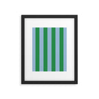 Bold Vertical Stripes in Green and Light Blue Framed Art Print Gallery Image 6