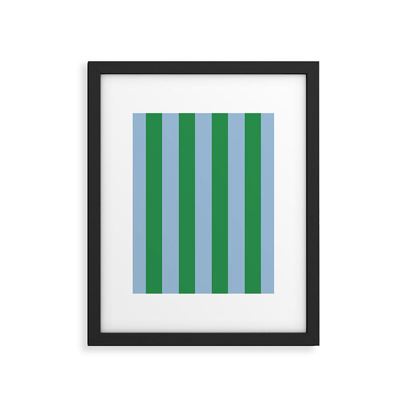 Bold Vertical Stripes in Green and Light Blue Framed Art Print Gallery Image 6