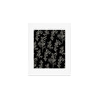 Botanical Cottage Dark Floral Pattern in Black and Cream Art Print Gallery Image 1