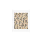 Botanical Cottage Floral Pattern in Beige and Navy Blue Art Print Gallery Image 1