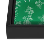 Botanical Cottage Floral Pattern in Kelly Green and White Framed Canvas Print Gallery Image 3