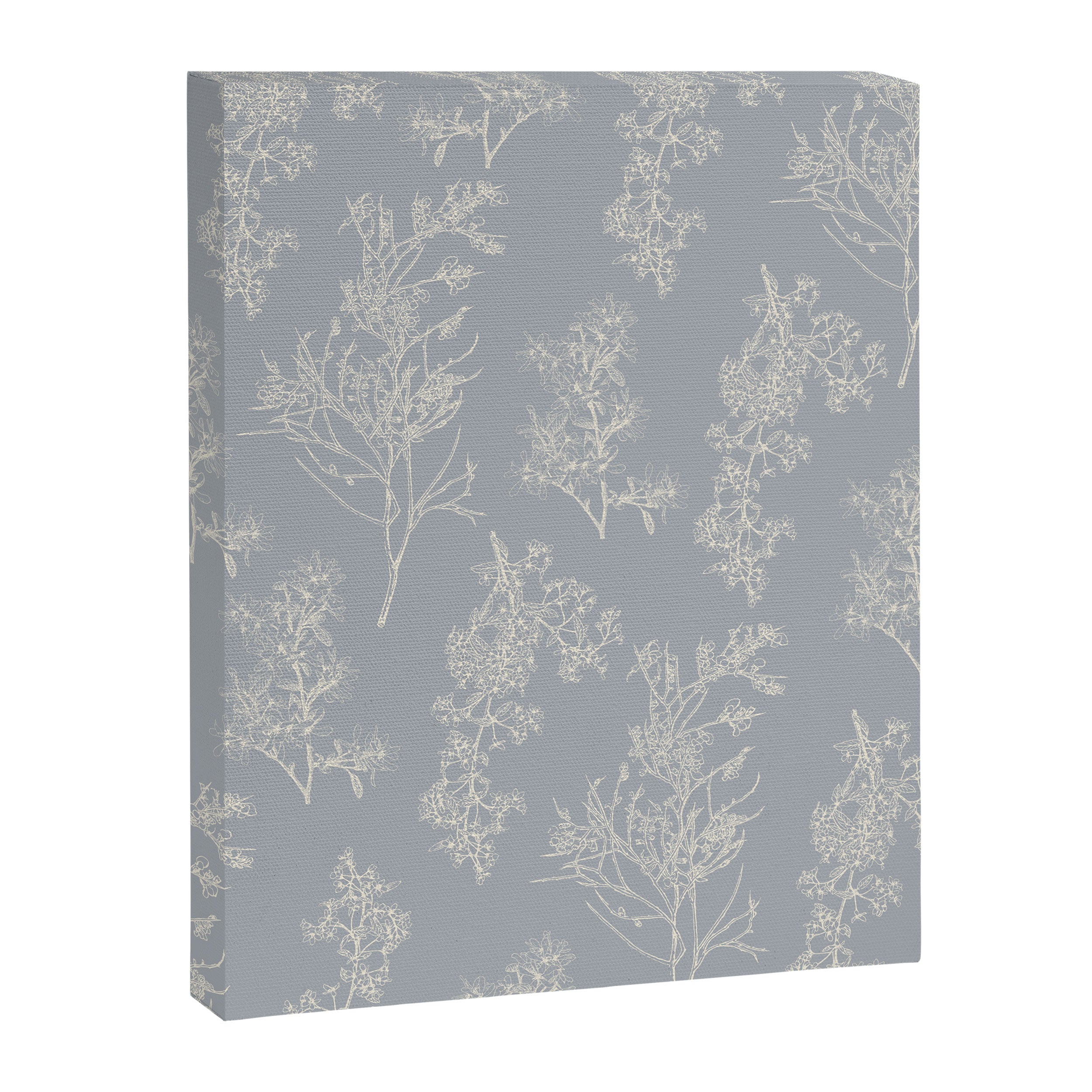 Botanical Cottage Floral Pattern in Muted Gray Blue and Cream Canvas Print Gallery Image 8