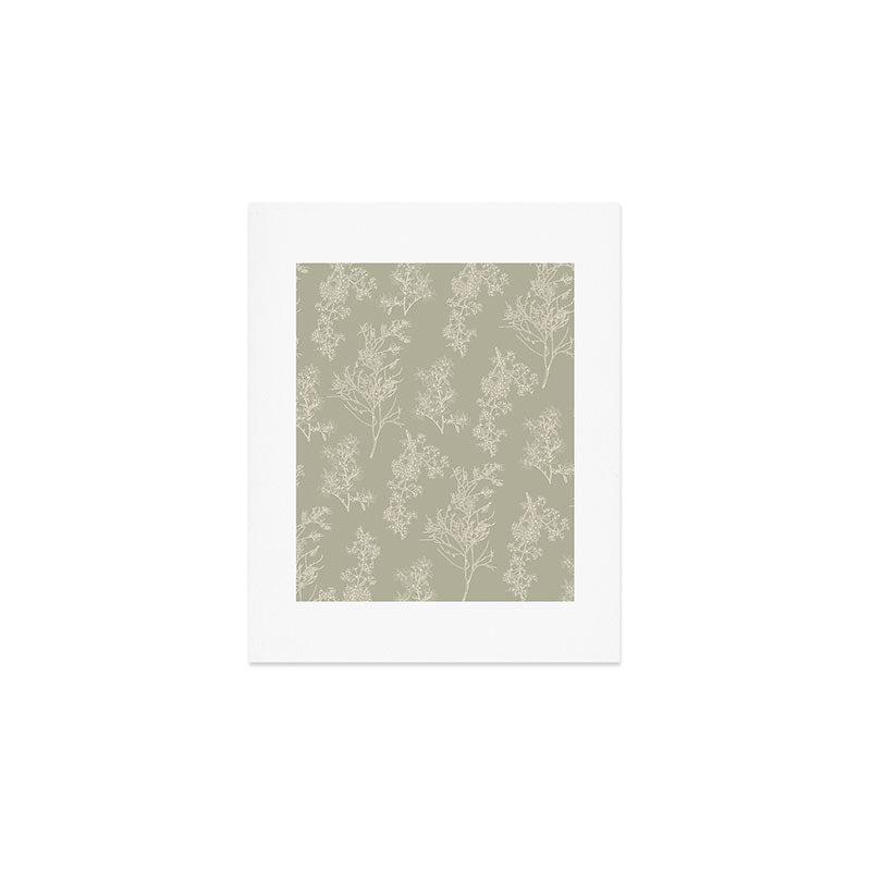 Botanical Cottage Floral Pattern in Muted Sage Art Print Gallery Image 1