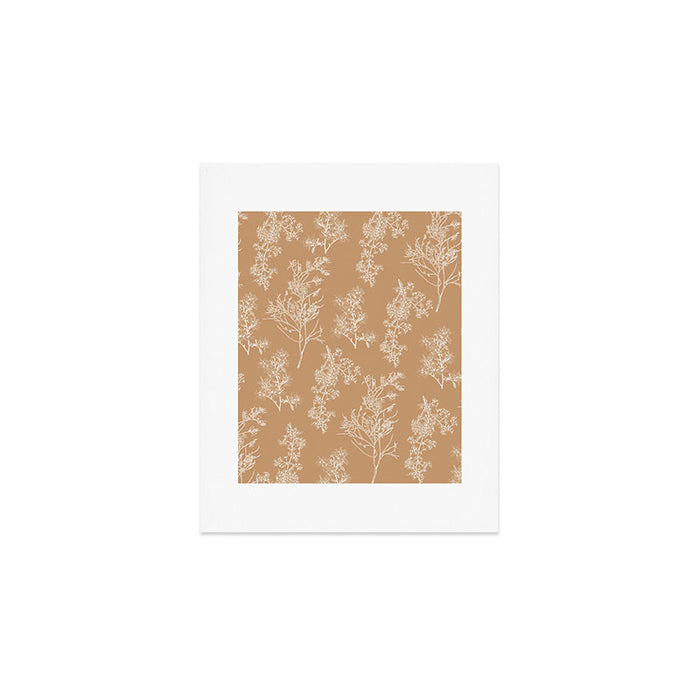 Botanical Cottage Floral Pattern in Neutral Camel Art Print Gallery Image 1