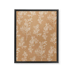Botanical Cottage Floral Pattern in Neutral Camel Framed Canvas Print Gallery Image 8