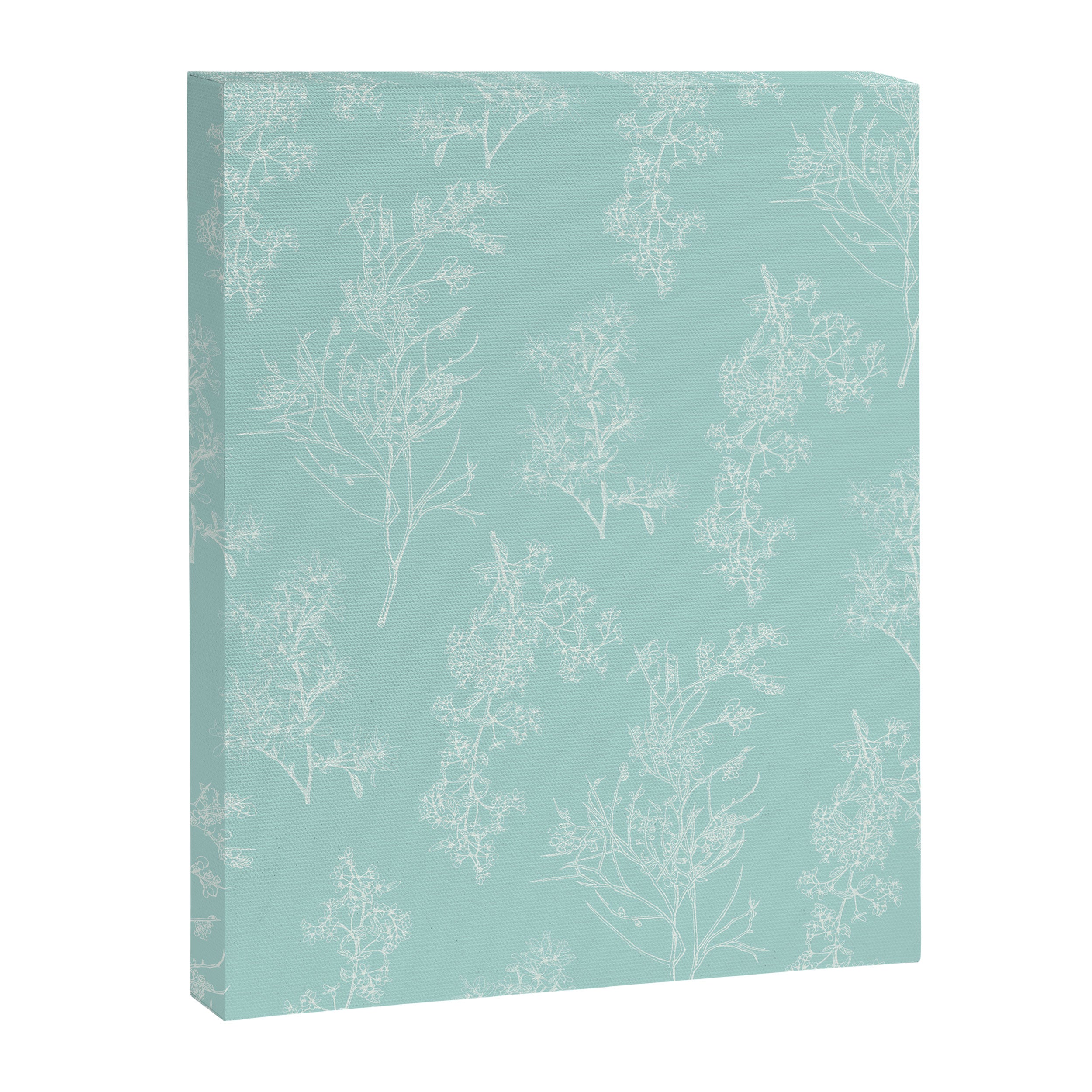 Botanical Cottage Floral Pattern in Pale Teal Canvas Print Gallery Image 8