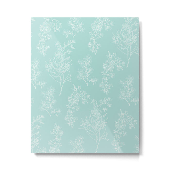 Botanical Cottage Floral Pattern in Pale Teal Metal Print Gallery Image 1