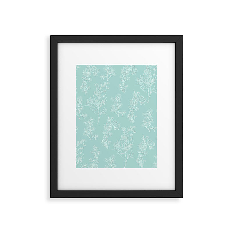 Botanical Cottage Floral Pattern in Pale Teal Framed Art Print Gallery Image 6
