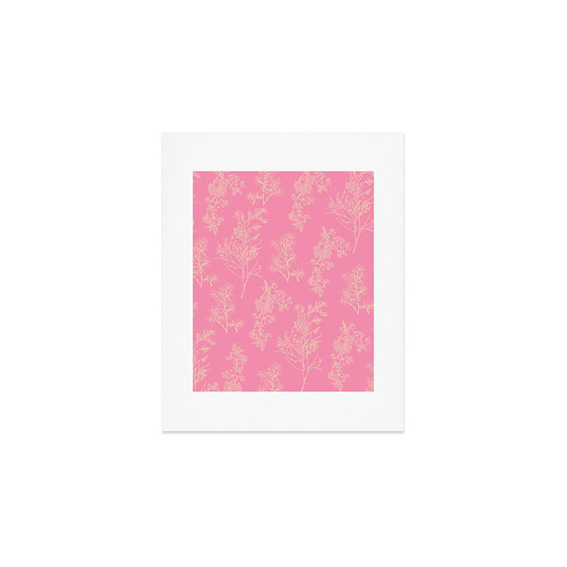 Botanical Cottage Floral Pattern in Pink and Cream Art Print Gallery Image 1