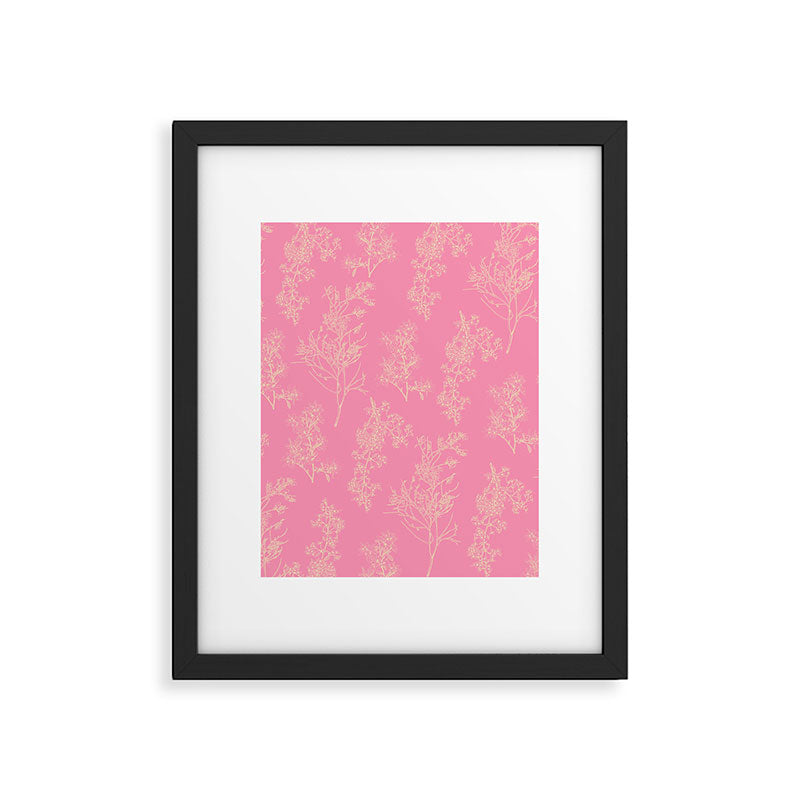 Botanical Cottage Floral Pattern in Pink and Cream Framed Art Print Gallery Image 6