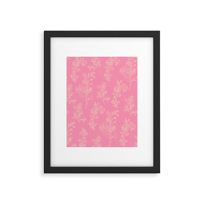Botanical Cottage Floral Pattern in Pink and Cream Framed Art Print Gallery Image 1