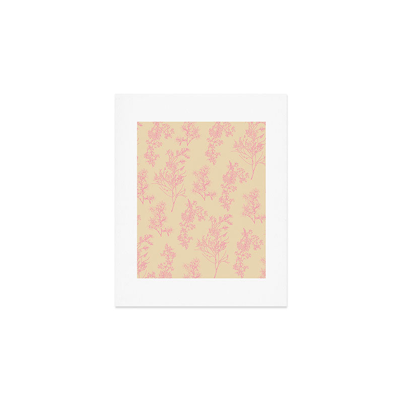 Botanical Cottage Floral Pattern in Pink Cream Art Print Gallery Image 1