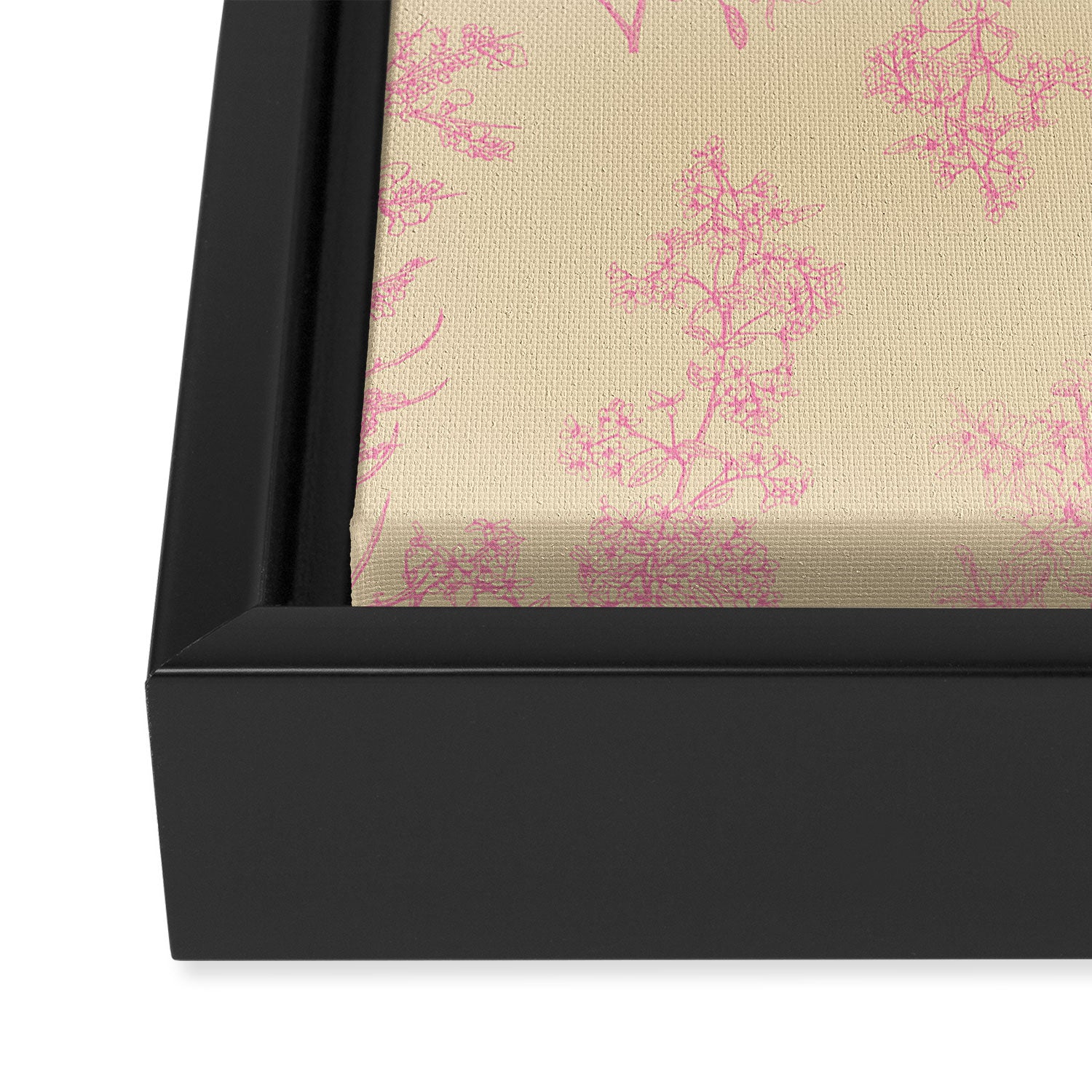 Botanical Cottage Floral Pattern in Pink Cream Framed Canvas Print Gallery Image 3