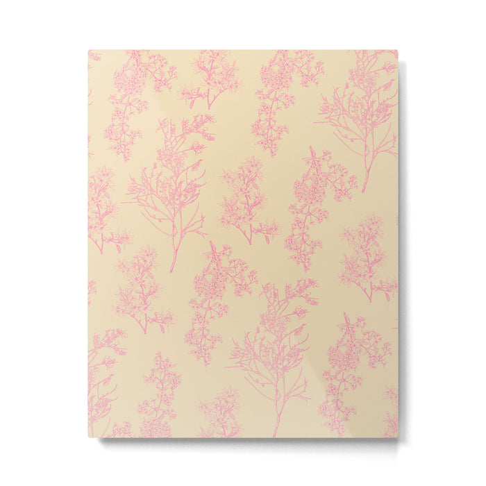 Botanical Cottage Floral Pattern in Pink Cream Metal Print Gallery Image 1