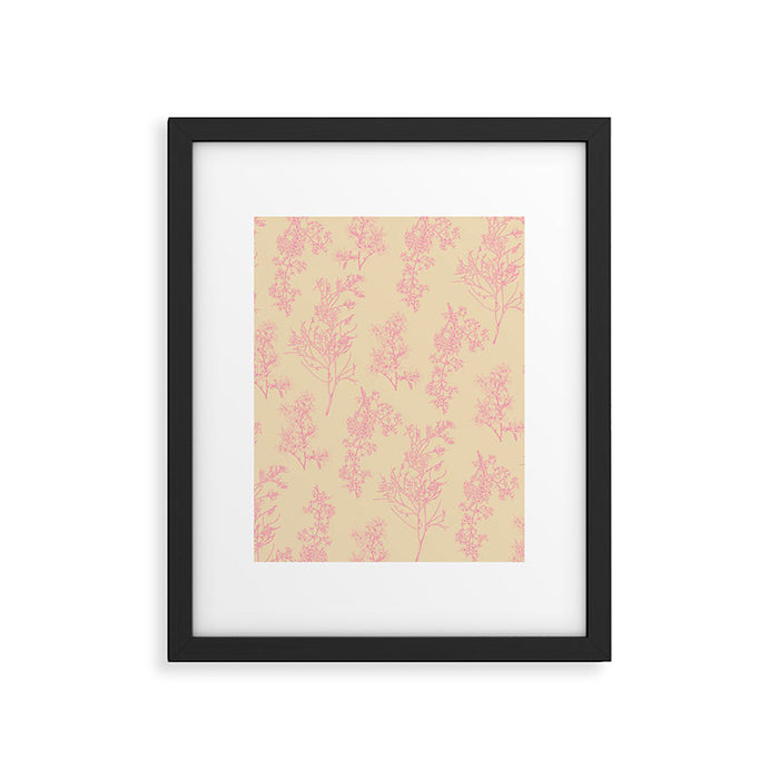 Botanical Cottage Floral Pattern in Pink Cream Framed Art Print Gallery Image 1