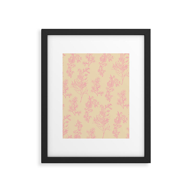 Botanical Cottage Floral Pattern in Pink Cream Framed Art Print Gallery Image 6