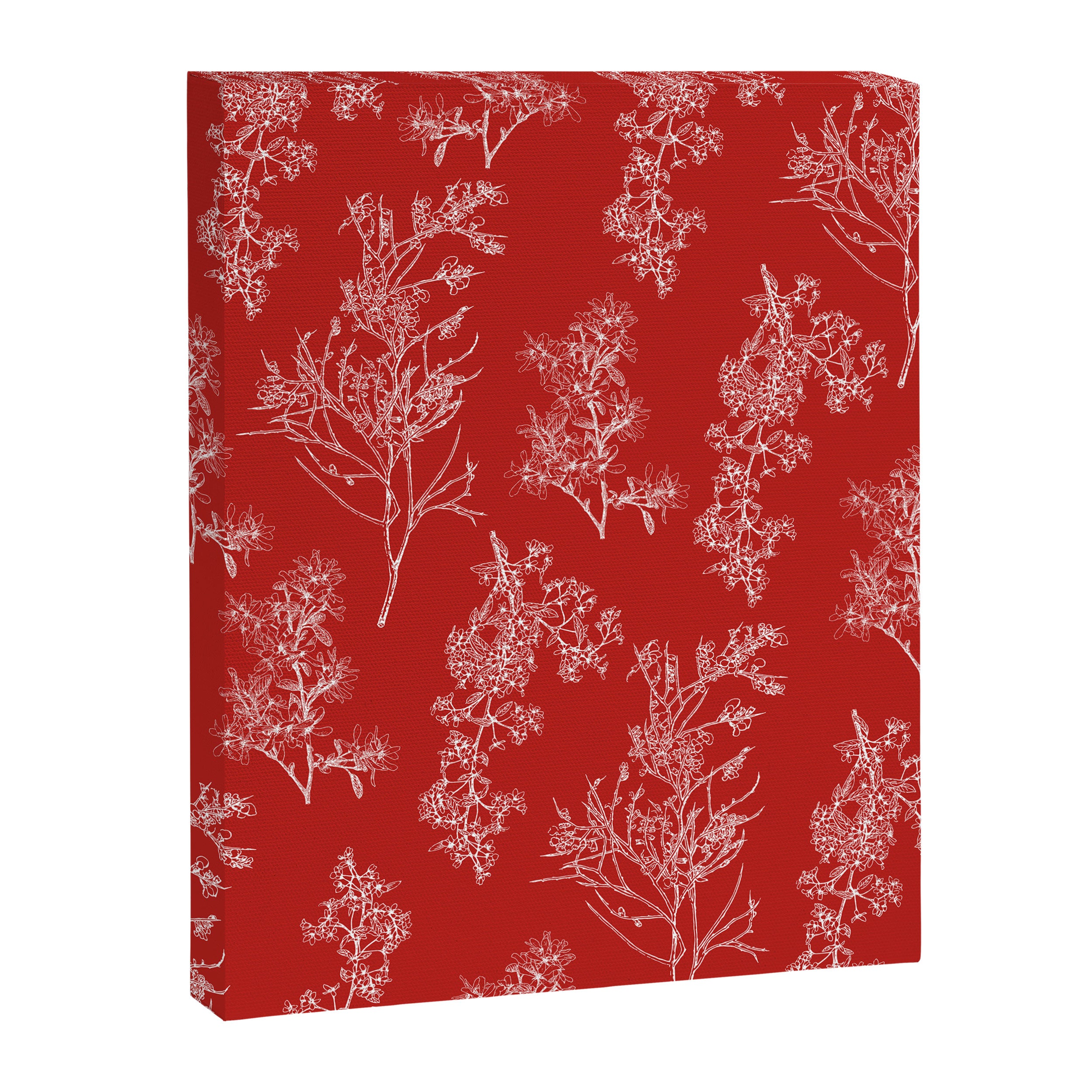 Botanical Cottage Floral Pattern in Red and White Canvas Print Gallery Image 8