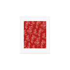 Botanical Cottage Floral Pattern in Red and White Art Print Gallery Image 1