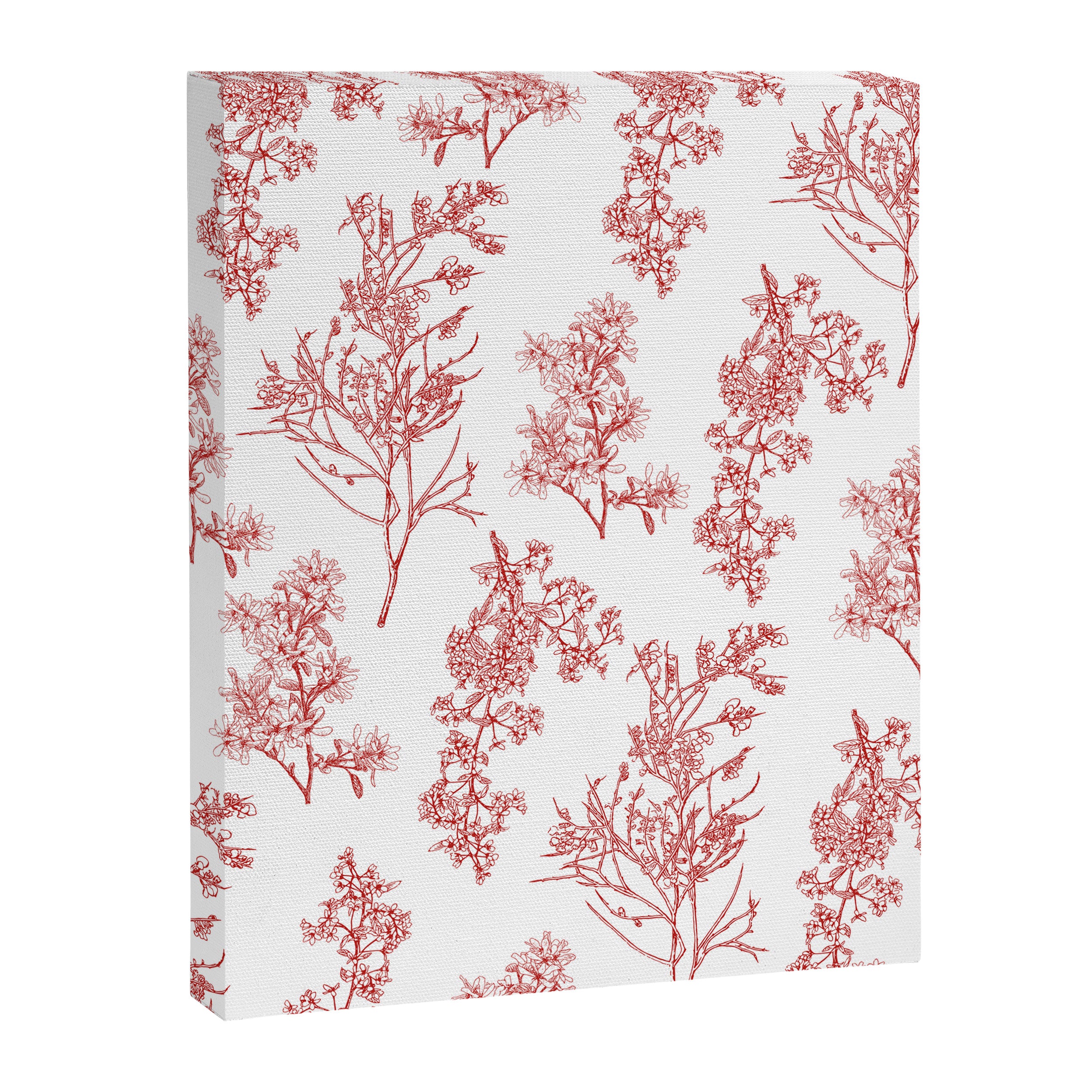Botanical Cottage Floral Pattern in Red and White Canvas Print Gallery Image 8