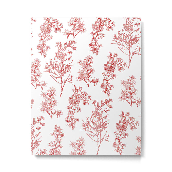 Botanical Cottage Floral Pattern in Red and White Metal Print Gallery Image 1