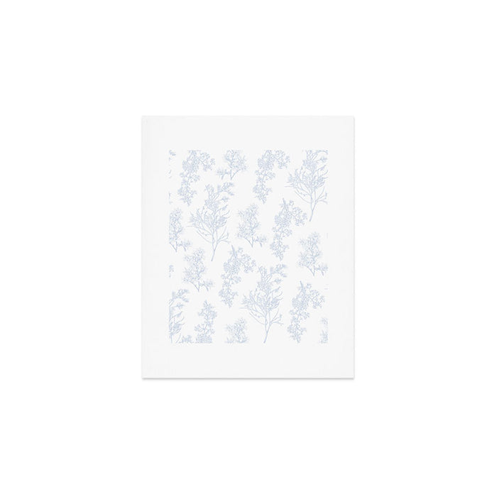 Botanical Cottage Floral Pattern in Soft Light Blue and White Art Print Gallery Image 1