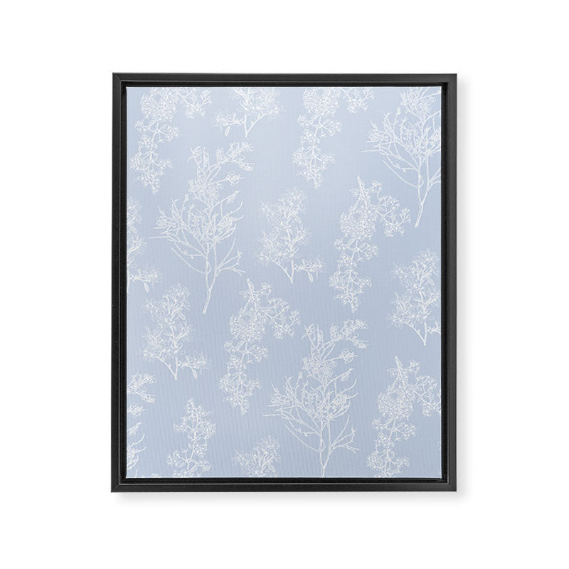 Botanical Cottage Floral Pattern in Soft Light Blue Framed Canvas Print Gallery Image 8
