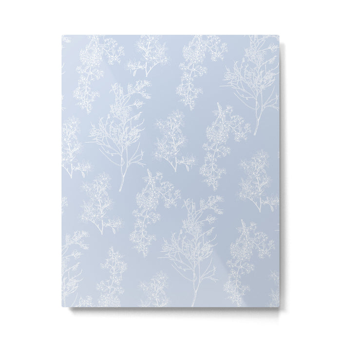 Botanical Cottage Floral Pattern in Soft Light Blue Metal Print Gallery Image 1