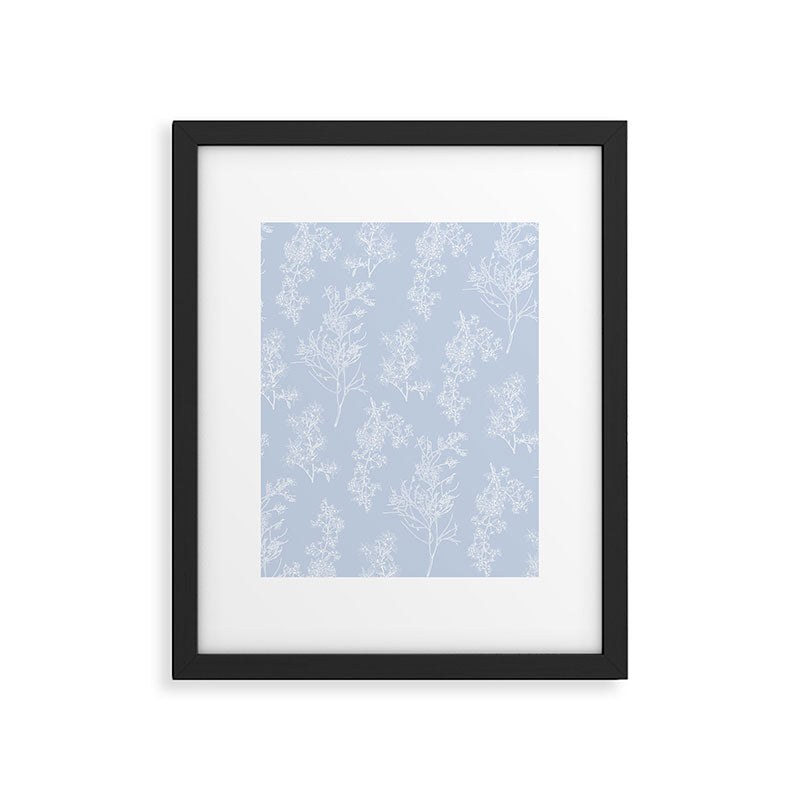 Botanical Cottage Floral Pattern in Soft Light Blue Framed Art Print Gallery Image 6