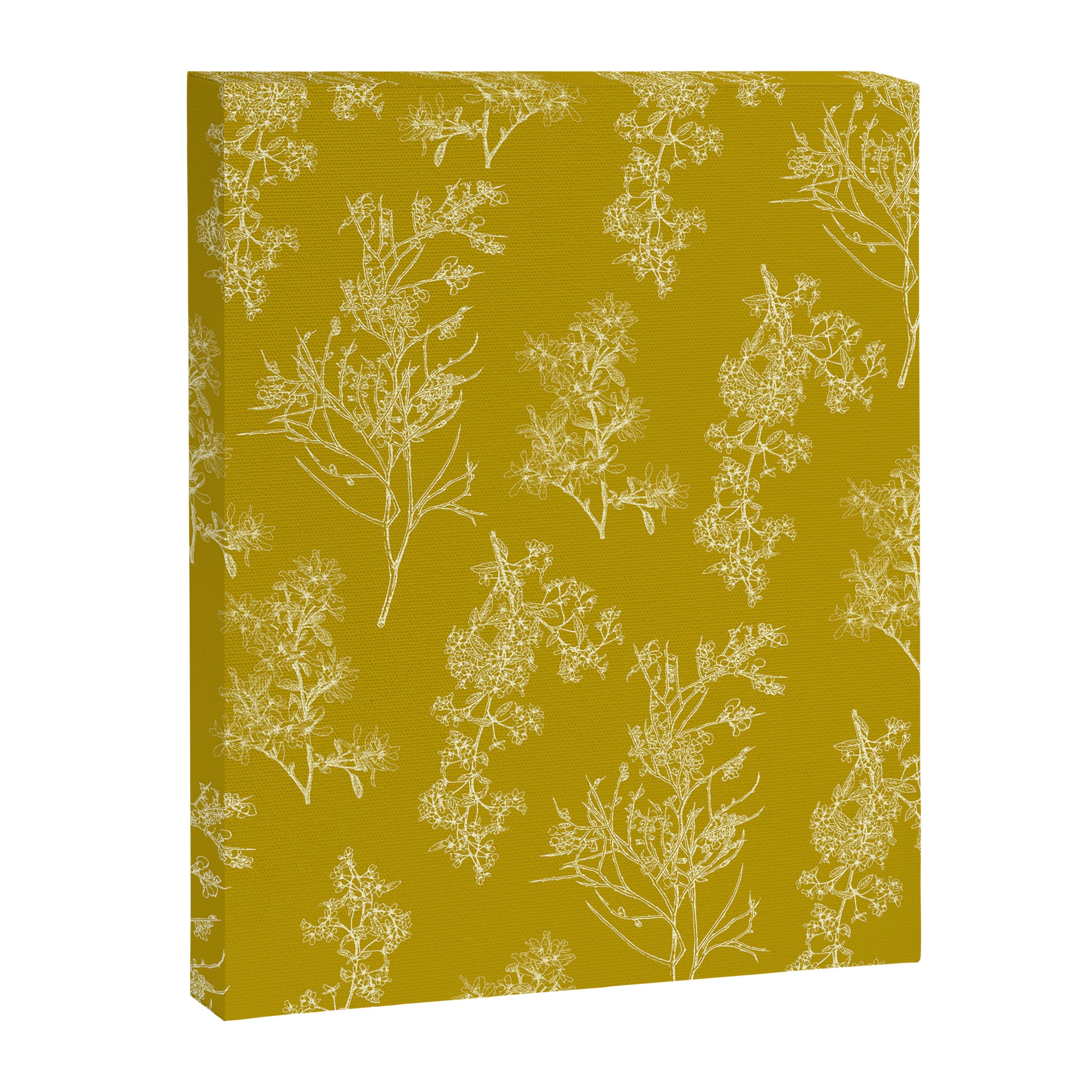 Botanical Cottage Pattern in Olive Chartreuse and Cream Canvas Print Gallery Image 8