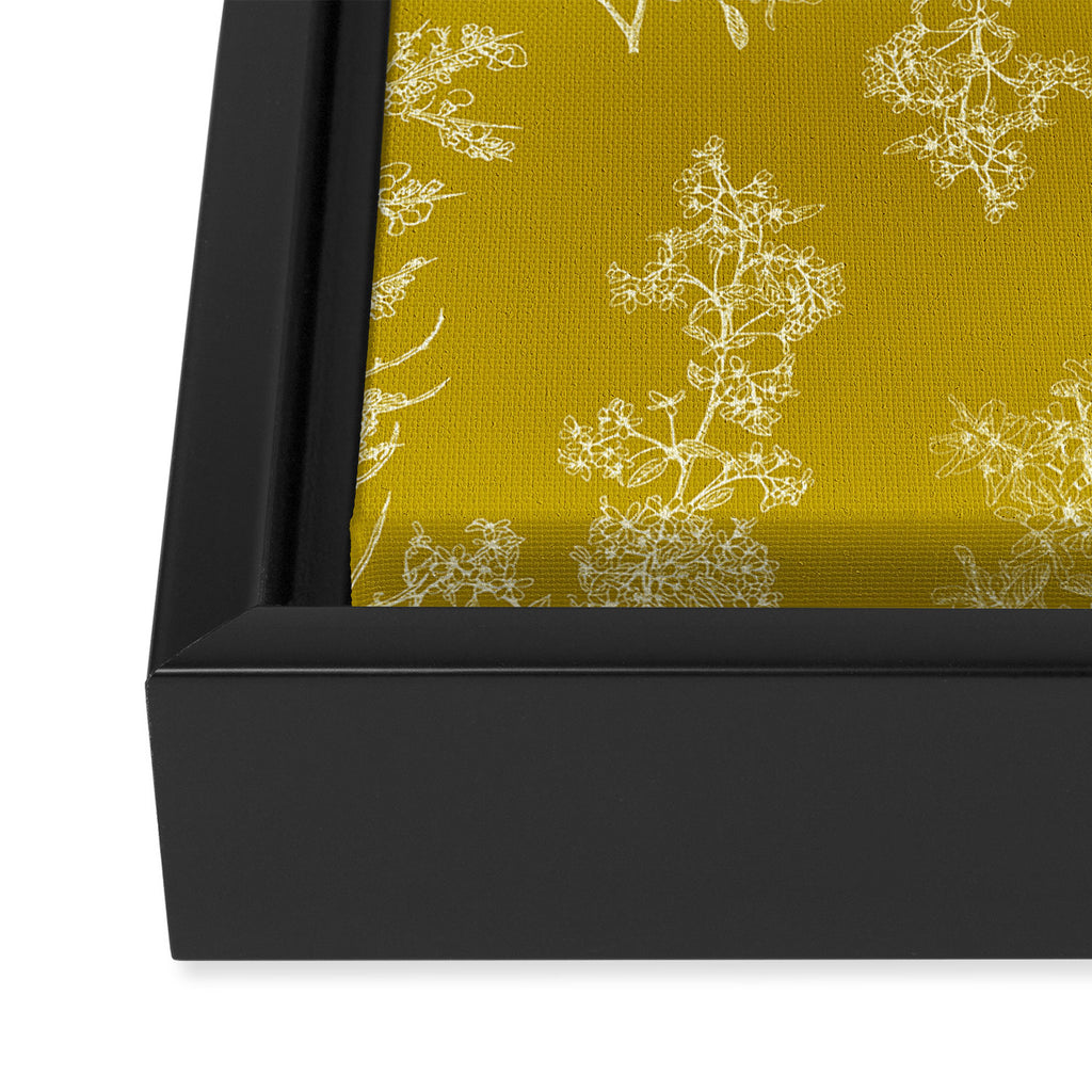 Botanical Cottage Pattern in Olive Chartreuse and Cream Framed Canvas Print Gallery Image 3